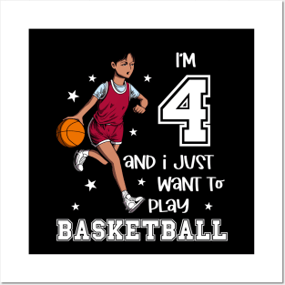 Girl plays basketball - I am 4 Posters and Art